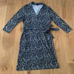 Ann Taylor Black and White Faux Wrap Dress